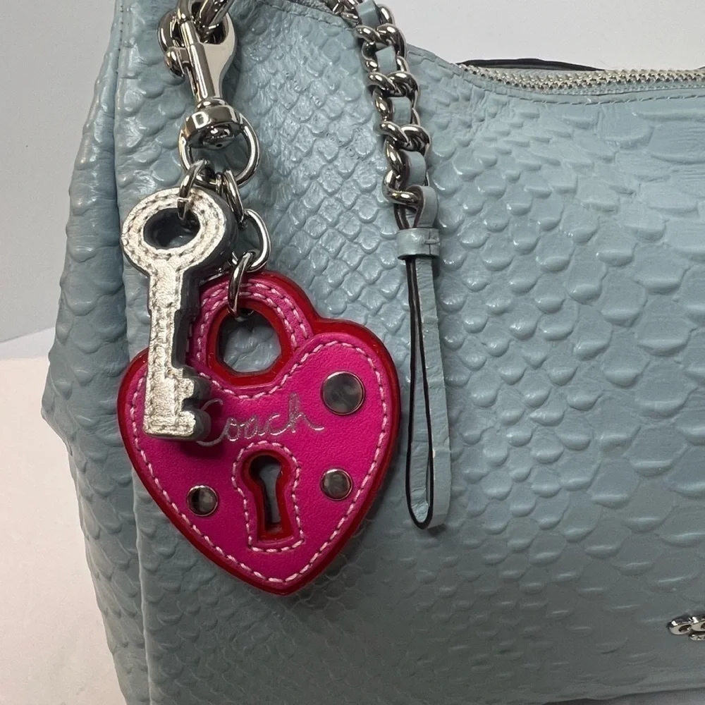 Coach Lock and Key Vintage Leather Keychain Key Charm